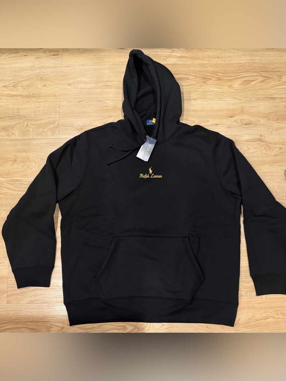 Polo Ralph Lauren Men’s Stitched Pony Logo Fleece Lined Hoodie Black NWT XL
